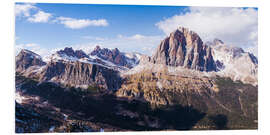 Foam board print Aerial drone view over Tofana di Rozes peak, Dolomites