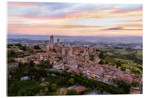 Quadro em acrílico Aerial drone view over San Gimignano, Tuscany, Italy