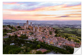 Naklejka na ścianę Aerial drone view over San Gimignano, Tuscany, Italy