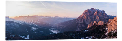 Acrylglasbild Luftaufnahme Drohne über Gadertal, Dolomiten