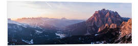 Foam board print Aerial drone view over valley, Dolomites