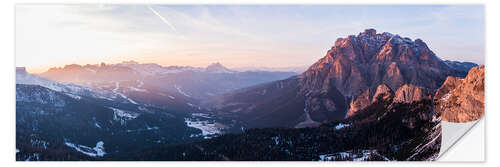 Sticker mural Aerial drone view over valley, Dolomites