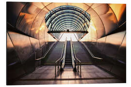 Print på aluminium Futuristic Metro entrance in Prague