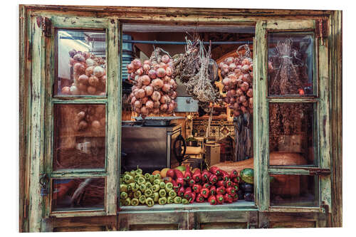 Print på skumplade Window with vegetables