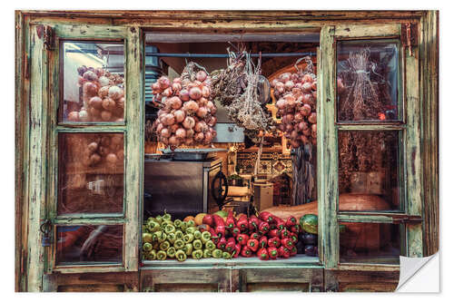 Selvklebende plakat Window with vegetables