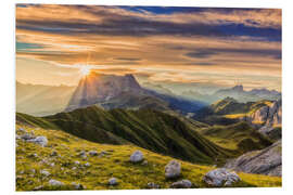 Foam board print Sonnenaufgang am Langkofel, Dolomiten, Trentino Alto Adige