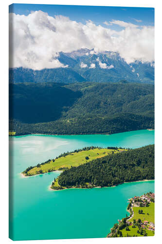 Canvas print Walchensee from above