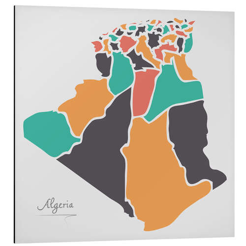 Tableau en aluminium Carte moderne de l'Algérie