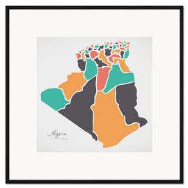 Kunsttryk i ramme Algeria map modern abstract with round shapes