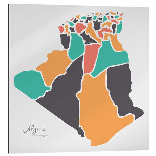 Galleriprint Algeria map modern abstract with round shapes