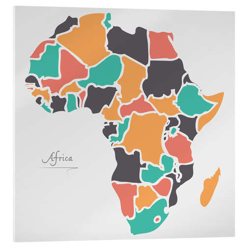 Acrylic print Africa map modern abstract with round shapes