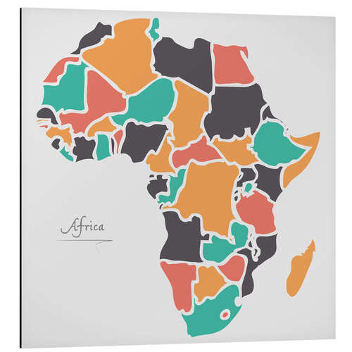 Aluminium print Africa map modern abstract with round shapes