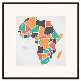 Framed art print Africa map modern abstract with round shapes