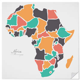 Wall sticker Africa map modern abstract with round shapes