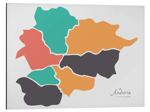 Aluminium print Andorra map modern abstract with round shapes