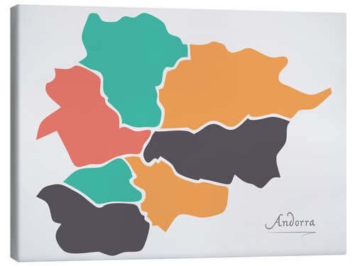 Canvas print Andorra map modern abstract with round shapes