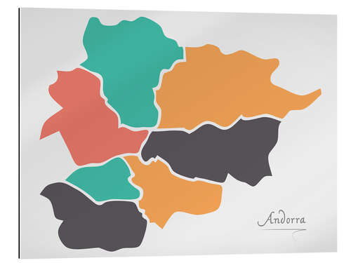 Galleriprint Andorra map modern abstract with round shapes