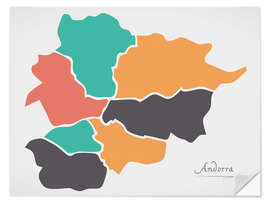 Muursticker Andorra map modern abstract with round shapes