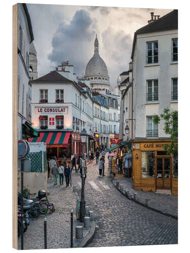 Print på træ Gader i Montmartre og Sacré-Cœur