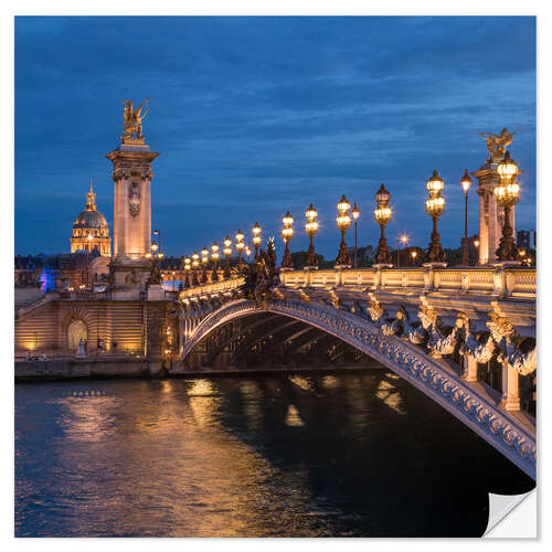 Selvklæbende plakat Les Invalides and Pont Alexandre III in Paris, France