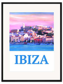 Gerahmter Kunstdruck Retro Ibiza Old Town and Harbour Pearl Of the Mediterranean