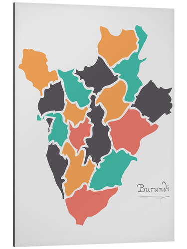 Alubild Burundi Landkarte modern abstrakt mit runden Formen