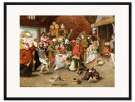 Gerahmter Kunstdruck Karnevalstreiben in einer Bauernstube
