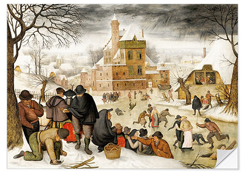 Sisustustarra Winterlandscape with skaters 