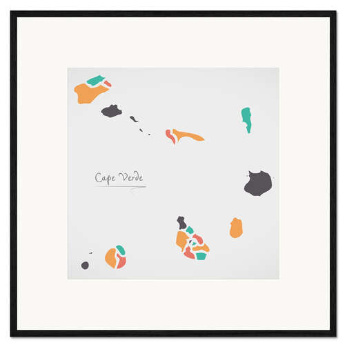 Kunsttryk i ramme Cape Verde map modern abstract with round shapes