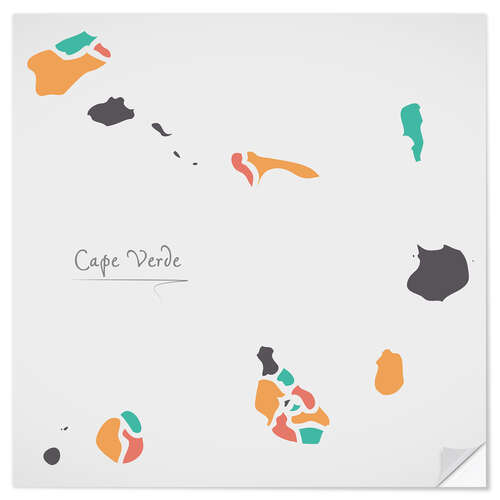 Naklejka na ścianę Cape Verde map modern abstract with round shapes