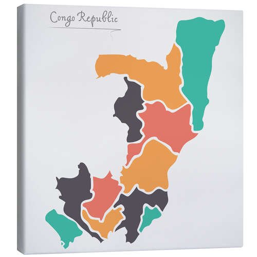 Canvas print Republic of the Congo map modern abstract with round shapes