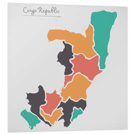 Foam board print Republic of the Congo map modern abstract with round shapes