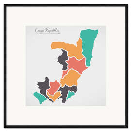 Framed art print Republic of the Congo map modern abstract with round shapes