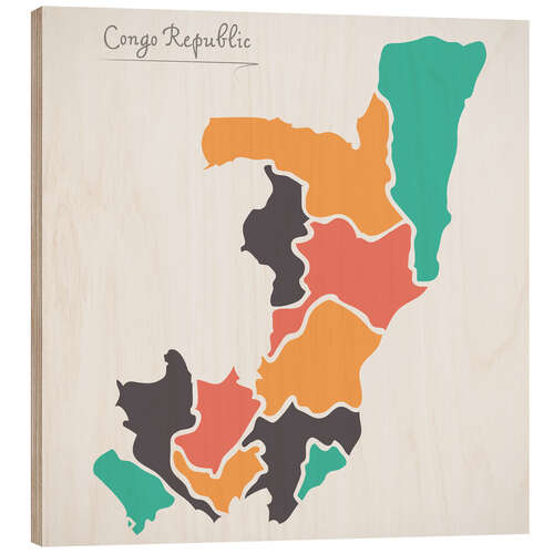 Stampa su legno Republic of the Congo map modern abstract with round shapes