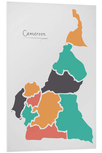 Foam board print Cameroon map modern abstract with round shapes