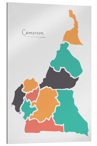 Gallery print Cameroon map modern abstract with round shapes