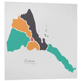 Foam board print Eritrea map modern abstract with round shapes