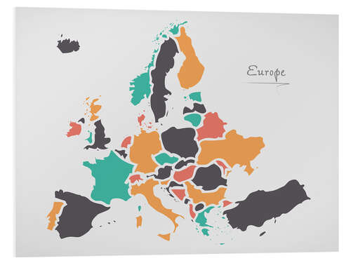 Quadro em PVC Europe map modern abstract with round shapes