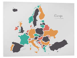 Foam board print Europe map modern abstract with round shapes