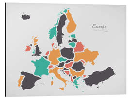 Magnettafel Europa Landkarte modern abstrakt mit runden Formen