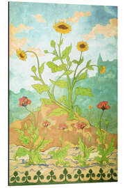 Magnettafel Sonnenblumen und Mohnblumen