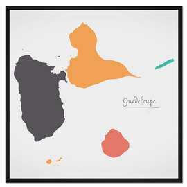 Gerahmter Kunstdruck Guadeloupe Landkarte modern abstrakt mit runden Formen