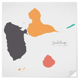 Naklejka na ścianę Guadeloupe map modern abstract with round shapes