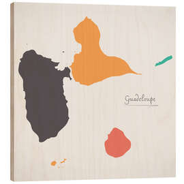 Wood print Guadeloupe map modern abstract with round shapes