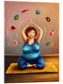 Acrylic print Fat woman doing yoga