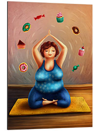 Cuadro de aluminio Fat woman doing yoga