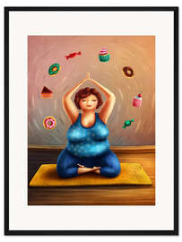 Gerahmter Kunstdruck Mollige Frau und Yoga