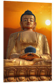 Acrylglas print Buddha in golden light