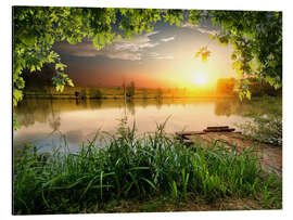 Aluminium print Quiet fishing lake in the evening