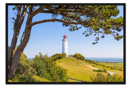 Gerahmter Kunstdruck Leuchtturm Dornbusch auf Hiddensee